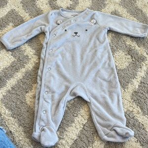 Carters very light blue teddy bear sleeper ~ size 3 months